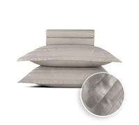 PURE COTTON Parure de Lit 5 Pcs 2personnes-100% Satin de Coton rayures tissées-80 fils/cm², 120 GSM, OEKO-TEX-1 Drap plat 240x300cm, 2 Draps-housses 90x200x30cm, 2 Taies d'oreiller 63x63cm-Dobby Taupe