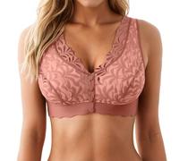 Pure Desire Soutien-gorge push-up sans coutures avec fermeture avant non rembourré sans armatures, Brique rouge., XXL