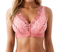 Pure Desire Soutien-gorge push-up sans coutures avec fermeture avant non rembourré sans armatures, Rose, S