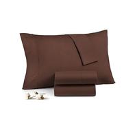 Pure Dreams Lot de 4 taies d'oreiller 100 % coton égyptien super douces et élégantes avec fermeture à rabat - 1000 fils au pouce carré - Chocolat uni (50 x 90 cm)