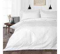 Pure Dreams - Parure de lit super king size - 400 fils au pouce carré - 1 housse de couette et 2 taies d'oreiller - Housse de couette légère à fermeture éclair - Rayures blanches