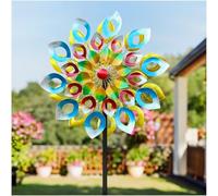 Pure Echo Wind Spinners, Large Metal Windmill 24" Dia 84" High, Outdoor Wind Sculpture & Spinners for Yard Garden Decor(Double Sided)