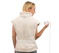 Pure Enrichment® PureRadiance™ Coussin chauffant de luxe pour le dos et le cou pour soulager la douleur, design breveté, fausse fourrure douce et microvison, 6 réglages de chaleur, lavable en machine