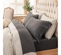 PURE ERA Parure de lit 4 pièces en Jersey 100% Coton chiné, Super Doux, Confortable, Respirant, Convient aux Matelas jusqu'à 50,8 cm de Profondeur, Gris Anthracite, très Grand lit