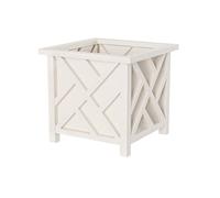 Pure Garden 50-116 Jardinière Design Treillis - 14.75 Pouces Carré Décoratif Extérieur Pot de Fleurs ou Plantes - Porche, Patio et Jardin Décor (Blanc)