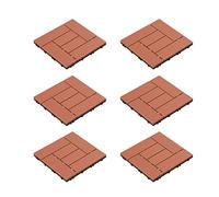 Pure Garden 50-LG1190 Carreaux de terrasse et de terrasse - Revêtement de sol extérieur à motif croisé emboîtable résistant aux intempéries et antidérapant (terre cuite couleur terre cuite), 6 pièces