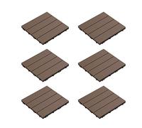 Pure Garden 50-LG1191 Lot de 6 Dalles de terrasse et de terrasse - Motif à Lattes emboîtables - Résistant aux intempéries et antidérapant - Marron