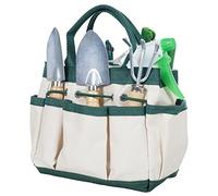 Pure Garden 7 Piece Gardening Tool Set - Mini Planting and Repotting Kit and Carrying Tote Bag Organizer for Succulents, Herbs, and Bonsai Plants