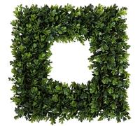 Pure Garden Couronne de buis - Couronne Artificielle carrée résistante aux UV pour Printemps, été, Automne ou Hiver - Couronnes extérieures/intérieures pour Porte d'entrée