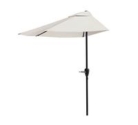 Pure Garden Demi-parasol de terrasse de 2,7 m - Ouverture en demi-cercle facile à manivelle - Pour contre un mur, un porche ou un balcon (brun roux)