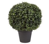 Pure Garden Home Faux buis - Arrangement topiaire décoratif réaliste en Plastique et Pot lesté pour Bureau intérieur ou extérieur (58,4 x 45,7 cm), Vert, 53,3 cm
