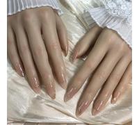 Pure Handmade Lot de 10 faux ongles réutilisables à coller avec onglets adhésifs en gelée, lime à ongles, lime à ongles et bâton à cuticules (L, Q246)