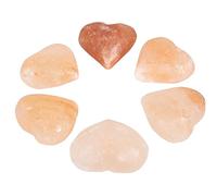 Pure Himalayan Salt Works Lot de 6 pierres de massage cardiaques en cristal rose sculpté à la main pour massage, déodorant et exfoliant au sel et au sucre, 7 x 7,6 x 3,8 cm (l x H x P)