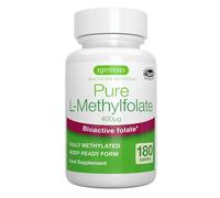 Pure L-Methylfolate 400 mcg, Acide Folique (vitamine B9) sous Forme Biodisponible, sans Additifs Indésirables, pour la Conception & Grossesse, 180 petits comprimés (6 mois), Vegan - par Igennus