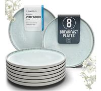 PURE LIVING INTERIOR DESIGN Lot de 8 petites assiettes plates en céramique de 19,1 cm, élégantes assiettes à salade, assiettes à dessert en céramique, passent au lave-vaisselle et au micro-ondes Ibiza