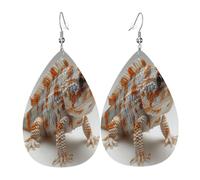 Pure Lizard Boucles d'oreilles en cuir en forme de larme pour femme - Boucles d'oreilles pendantes légères en PVC avec crochets en argent 925, imprimés double face | Cadeau hypoallergénique