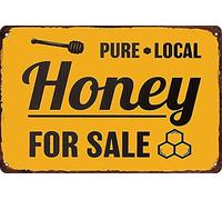Pure Local Honey For Sale Plaque en métal rétro vintage en métal Affiche en métal Décoration murale 20,3 x 30,5 cm