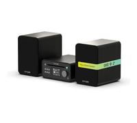 Pure Mini chaîne hifi stéréo classique avec lecteur CD DAB + radio FM Bluetooth 5.3 USB AUX casque jack 40 W véritable stéréo 2 × 20 W woofers télécommande - Noir