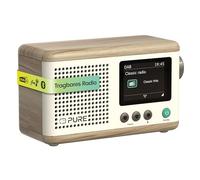 Pure Mini Radio numérique Portable Classique - Dab+ & FM - Bluetooth 5,3-15 Heures d'autonomie - 2 Options d'égaliseur - écran Couleur 2,4" - Sangle de Transport - Coton Blanc/chêne - Compact et léger