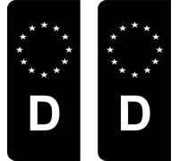 Pure Print Cut Lot de 2 autocollants de plaque d'immatriculation pour champ UE 11 x 5 cm - Autocollant design pour plaque d'immatriculation noire - Autocollants, résistants au lavage, aux UV
