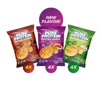 Pure Protein Popped Crisps Assortiment de 12 sachets de friandises au piment doux, au hickory barbecue, crème sure et oignon, sans gluten, sans OGM, collation protéinée, 12 g de protéines, 12 g