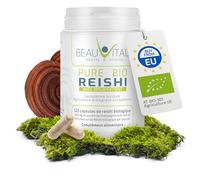 Pure Reishi Bio capsules avec 10% d'extrait bio | 120 capsules de Reishi 500mg de poudre de champignon Reishi issu de l'agriculture biologique européenne, végétalien, sans additifs artificiels