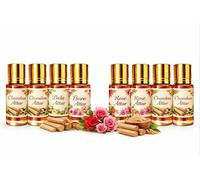 Pure Santalwood, Rose, Bela & Floral Attar Combo Pack, Ensemble traditionnel sans alcool Ittar Huiles parfumées unisexes longue durée (30 ml, Phool Itra)