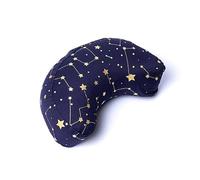 PURE SHANTI Coussin demi-lune en 100 % coton bio - Rempli de paille de sarrasin naturel - Coussin de yoga rond - Certifié OCS - Avec fermeture éclair pour le remplissage (ciel étoilé)