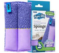 Pure Sky Éponge Nettoyante Ultra-Microfibre 2 en 1, Verre et Multi-Usage - Ajoutez Simplement de l’Eau Pas Besoin de Détergents - pour Vitres, Verre, Miroirs, Enlève Les Taches dans Les Fissures