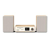 Pure Système de musique stéréo HiFi classique (son 100 W, radio Internet, DAB+/FM, Bluetooth, lecteur CD, USB et Spotify Connect), blanc coton/chêne (blanc coton)