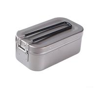 Pure Ti Batterie de cuisine de camping 800 ml avec cuiseur vapeur et poignée pliable légère pour extérieur, randonnée, pique-nique, gris (800 ml)