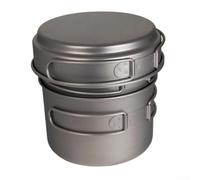Pure Ti Batterie de cuisine ultralégère 300 g | Design empilable pour économiser de l'espace, comprend une casserole, idéal pour les randonneurs solo et les scouts