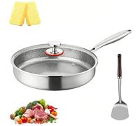 Pure Titanium Frying Pan, 18/10 Stainless Steel Hammered & Fish Scale Surface, Scratch Resistant Non-Stick Pan with Lid, PTFE & PFOA Free, Induction Compatible, Dishwasher Safe (With Lid,20CM)