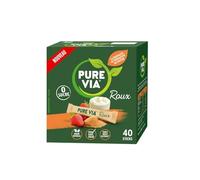 PURE VIA - Édulcorant Naturel à la Stévia Roux, Douceur Intense Sans Calories (Boîte 40 Sticks) - Le lot de 3