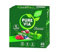 PURE VIA - Édulcorant Stévia Sticks, Édulcorant Naturel, Boîte de 40 Sticks 60 g - Lot De 3