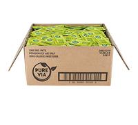PURE VIA Lot de 1 000 sachets d'édulcorants naturels à base de stévia, substitut de sucre, édulcorant naturel, zéro calorie