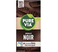 Pure Via Tablette Chocolat Noir à la Stevia, Sans sucre ajouté, Équitable 100g