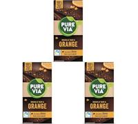 Pure Via Tablette Chocolat Noir & Orange à la stevia, sans sucre ajouté, Équitable 100g (Lot de 3)
