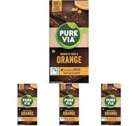 Pure Via Tablette Chocolat Noir & Orange à la stevia, sans sucre ajouté, Équitable 100g (Lot de 4)