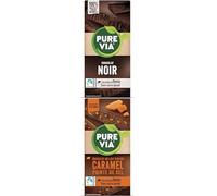 Pure Via Tablette Chocolat Noir + Pure Via Tablette Chocolat Au Lait Saveur Caramel Pointe De Sel | Lot