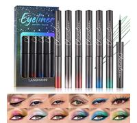 Pure Vie Eyeliner Waterproof, 6pcs Eye Liner Couleur Eyeliner Marron Bleu Vert Violet Blanc Rouge Crayon Yeux, Anti-taches Longue Durée Maquillage Paillette pour les Yeux pour Filles Femmes Cadeau