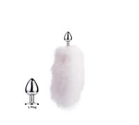 (Pure White Fox L)Tail Plug-in Fox Tail Cat Small Props Real Hair Small Tail Detachable Dog Playing Sp