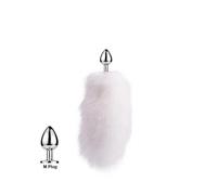 (Pure White Fox M)Tail Plug-in Fox Tail Cat Small Props Real Hair Small Tail Detachable Dog Playing Sp