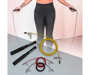 Pure2Improve Corde à Sauter avec 3 Câbles en Acier, Réglables, Corde à Sauter avec Roulement à Billes, Poignées Antidérapantes, pour Fitness, Crossfit, Boxing, Gym, Jump Rope pour Enfants/Adultes