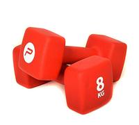 Pure2Improve Lot de 2 haltères en néoprène - 8 kg - Rouge - Pour la musculation, le circuit