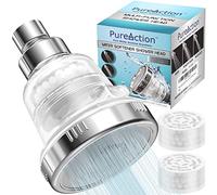 PureAction Pommeau de douche adoucisseur d'eau pour eau dure - Filtre chlore et fluorure - Pomme de douche haute pression à effet pluie - 2 filtres remplaçables - Meilleure douche comme peau sèche et