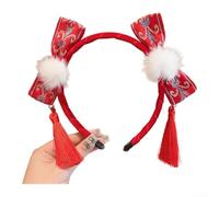 PureBowlic Bandeau à pompons rouges en feutre de style chinois pour nœud de fleur pour le Nouvel An, les vacances, les festivals, les réunions de famille, adultes et enfants, 20 x 12 x 2 cm (1)