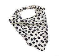 PureBowlic Bandeau triangle floral classique pour femme, accessoire de cheveux élastique rétro avec polyester respirant, bandeau élégant printemps été pour un look français (D)