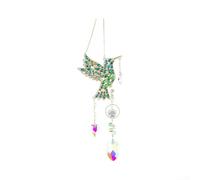 PureBowlic Bird Gemst Attrape-soleil avec message sincère, décoration arc-en-ciel à suspendre pour fenêtre, jardin, terrasse, décoration commémorative de 40 cm pour les amateurs d'oiseaux (vert)