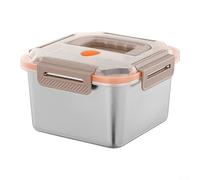 PureBowlic Boîte à déjeuner en acier inoxydable 304 avec couvercle étanche et poignée en silicone légère et portable pour le travail, la gym, le pique-nique, le camping - Argenté/orange - 1 800 ml